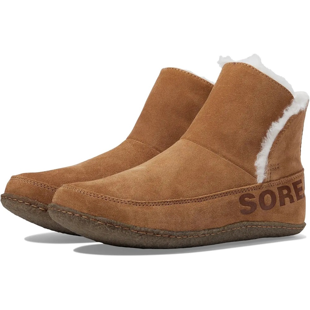 Sorel Nakiska‎ Bootie Suede Faux Fur Ankle Boots Camel Brown NL3389-224 Womens 7